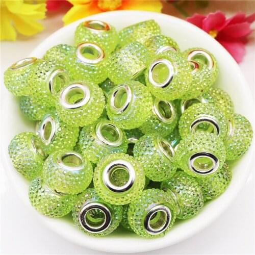 10Pcs Wholesale Lots Bulk 15mm Big Round Resin Opaque Bayberry Large Hole European Beads Fit Pandora Bracelet Bangle Jewelry DIY