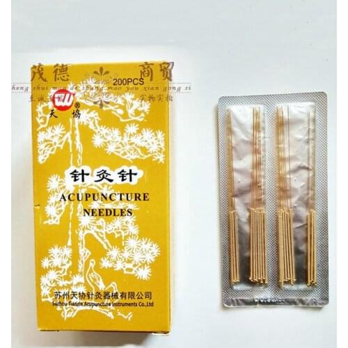 100pcs Sterile acupuncture needles full gold plated, full gilded, single retainer
