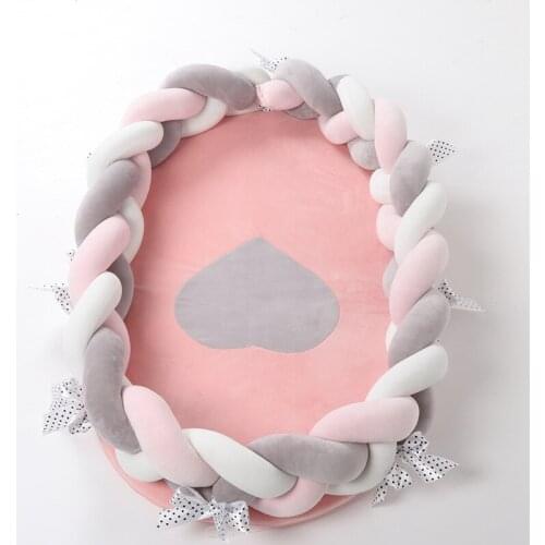 2pcs Baby Bed Bumper Handmade Knot Newborn Crib Bumper Mattress Portable Knotted Braid Pillow Infant Room Decor Baby Bedding Set