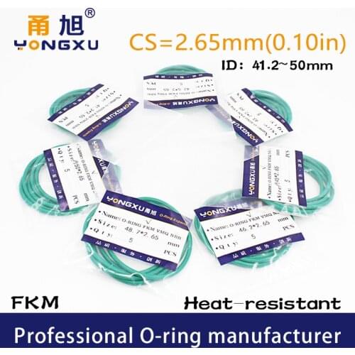 2PCS/lot Green FKM Fluorine Rubber O-rings Seals CS2.65mm ID41.2/42.5/43.7/45/46.2/47.5/48.7/50*2.65mm ORings Seal Gasket Washer