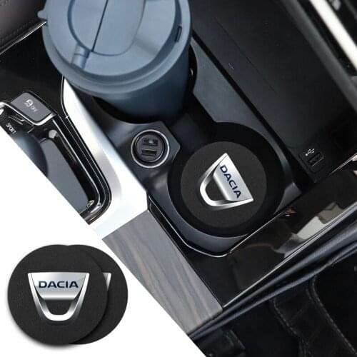 2Pcs Car Cup Mat PU Leather Auto Cup Slot Non-Slip Coaster For Dacia Duster Logan Sandero Stepway Lodgy Dokker