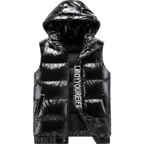 2021 Fashion Mens Winter Warm Waistcoat With Hood Cotton Padded Thick Thermal Sleeveless Parkas Outerwear Vests Size M-4XL