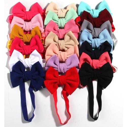 40pc/lot 4.5" Cotton Fabric Bow Headband,Baby Bow Elastic Hairbands Girls Buotique Hair Bow Headband For Kids Hair Accessories