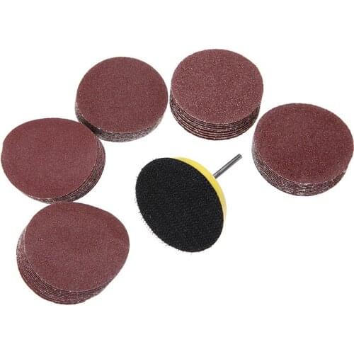 50pcs 50mm Sanding Discs +backer Plate+extension Rod Tool Set 60-180 Grits Sandpaper Sander Discs Power Abrasives Tool Accessori