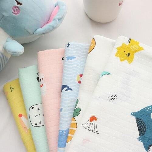 50cm*145cm/piece,Baby Cartoon Double-Layer Cotton Yarn Cloth,Baby Clothing,Bibs,Quilt,Saliva Towel Fabric,DIY Handmade Materials