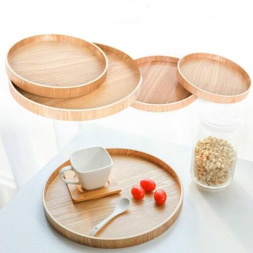 8-13inch Wooden Round Plate Snack Cake Fruits Dish Room Dessert Service Tray Eco-friendly Sushi Tableware Party For Home Hotel