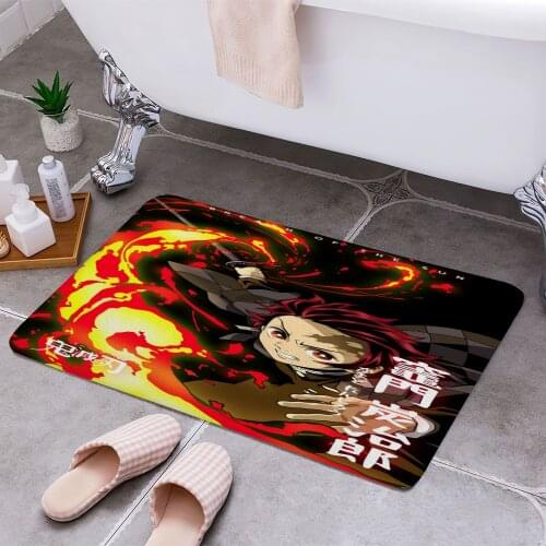 Anime Demon Slayer Tanjiro Anti-slip Doormat Vacuuming Water Absorbing Kitchen Bedroon Bath Floor Mats Home Entrance Home Decora