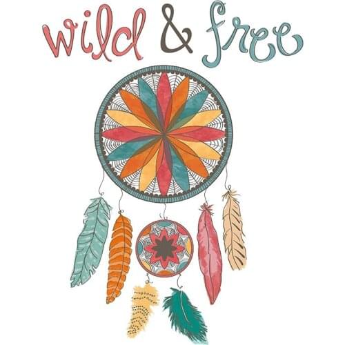 Personality Car Sticker WILD AND FREE DREAM CATCHER Accessories Laptop Decal KK Vinyl Car Styling Cover Scratches PVC 14cm*10cm