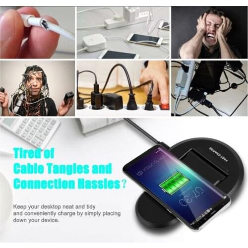 U8 wireless charger dual coil fast charging vertical folding QI transmitter low