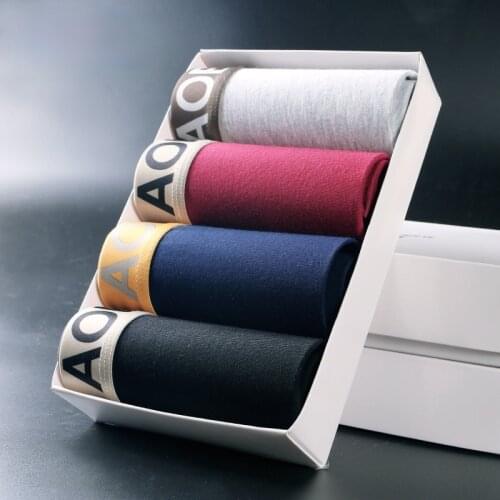 BOBTXS 4PCS Lot Boxer Youth Breathable Boxer Shorts Modal Men Waist Briefs Sexy U Convex Boxer Shorts Luxury Underwear Spandex