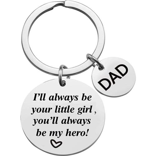 Fathers Day Keychain Gift from Daughter for Birthday,Stainless Steel Key Chain,Presents for Dad Grandpa Love Dad DIY Custom