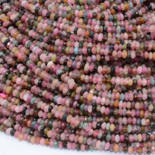Natural Multiple Tourmaline Irregular Faceted Rondelle Beads 4mm