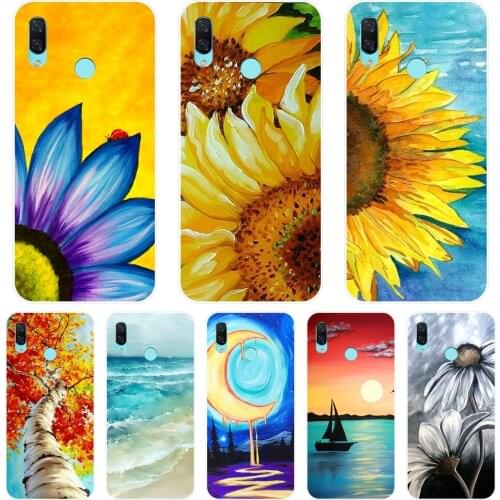 For Huawei Nova 2i 3 3I 3E 2 Lite Plus Phone Case Silicone Art Sunflower Moon Soft Back Cover For Huawei Nova Smart Lite 2017