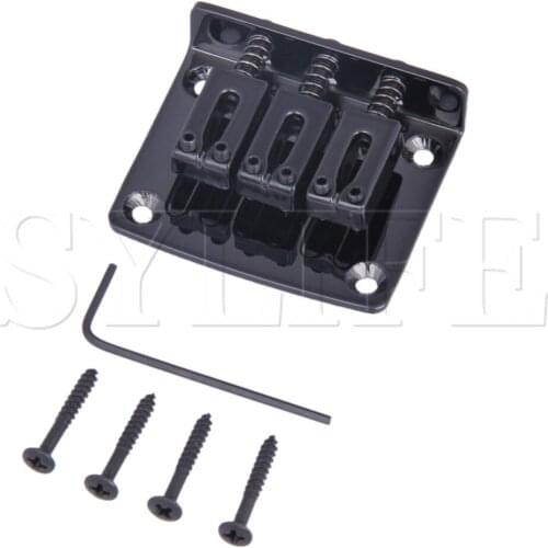 Black Zinc Alloy Guitar Bridge Tailpiece & Screws & Wrench for 3 String Cigar Box Guitar