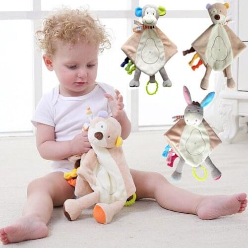 Baby Toys Baby Comforter Handkerchief Soothing Towel Baby Security Blankets with Teether for Baby Sensory Development L0007