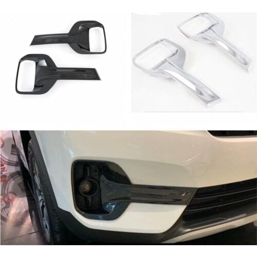 For Kia KX3 Seltos 2020 ABS carbon fiber pattern front fog lamp decorative bright strip chrome-plated front fog lamp strip