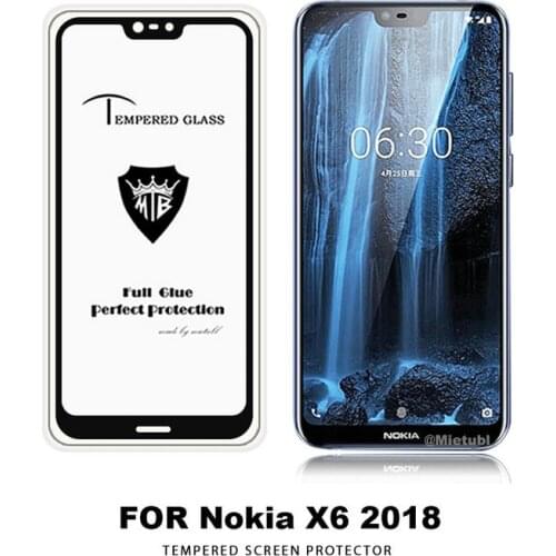 For Nokia 6.1 Plus for Nokia 6.1 full Glue Cover Tempered Glass Screen Protector for Nokia X6 TA-1099 5.8" Anti fingerprint film