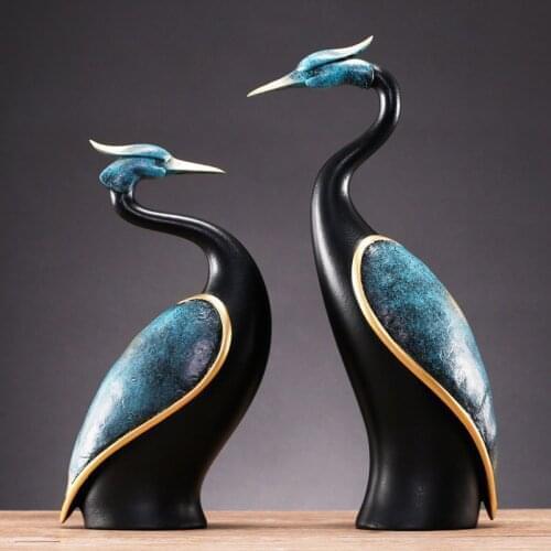 EUROPEAN HOME DESK RESIN CRANE ORNAMENTS CRAFTS FENGSHUI OFFICE TABLE ANIMAL ACCESSORIES CAFE ROOM DESKTOP FIGURINES DECORATION