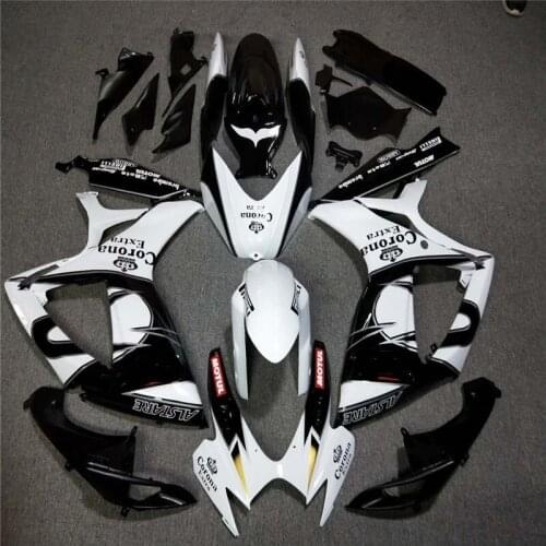 Fairing kit for suzuki injection molded gsxr 600 750 2006 2007 white black gsxr600 gsxr750 06 07 fairing kit