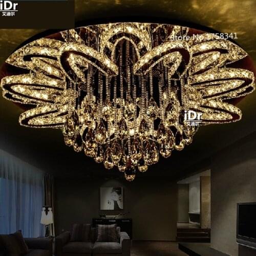 Creative round crystal lamp living room LED Ceiling Lights cozy bedrooms decorated with restaurant lighting 90-260V