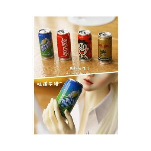 4PCS 5.3*2.5cm Mini drinks for 1/3 BJD boys salon dolls props accessories simulation mini drinks Telescopic pen ballpoint pen