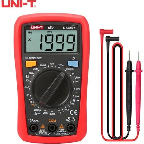 UNI-T Digital Multimeter DC AC Voltmeter Ammeter Resistance Ohm Capacitance NCV Tester Backlight UT33A + UT33B + UT33C + UT33D