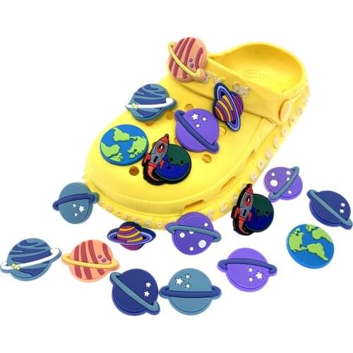 10PCS/Set Cartoon Colorful Planet Icon Shoes Charms Cartoon Fashion Silicone Buckles For Kids Party Gifts Earth Accessories