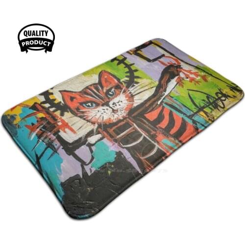 Cat Angel Soft Foot Pad Room Goods Rug Carpet Basquiat Cat Street Art Banksy Angel
