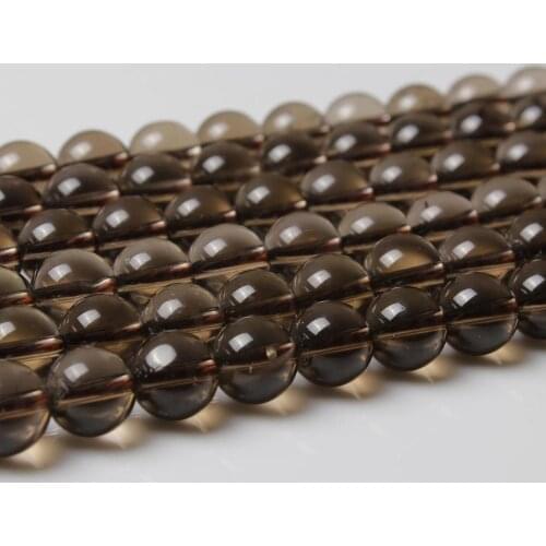 Natural Smoky Quartz Grey Crystal 6 8 10 12mm AAA Round Gemstone Loose Beads Accessories Necklace Bracelet Earring DIY Jewelry