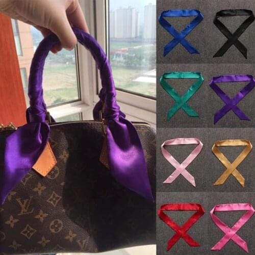 2021 Pure Color Silk Scarf Ladies Thin Neck Scarf Hair Band Headdress Handbag Ribbon Lace Wrist Towel New Designer Scarf Shawl