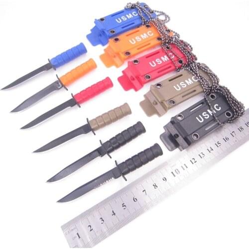 Portable Mini Necklace Blade Fruit Knife Camp Outdoor Hunt Survive Hike Edc Pocket Self Defense box letter package open opener