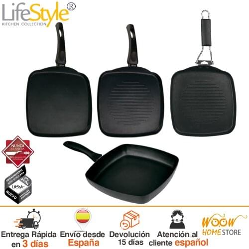 Durable non-stick induction pans roasting iron, Grill pan/swing handle/smooth high aluminum all fire 22-27cm