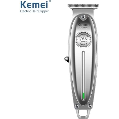 Kemei Professional Hair Clipper All Metal Men Electric Cordless Hair Trimmer 0mm Baldheaded T Blade Finish Haircut Machine 1949