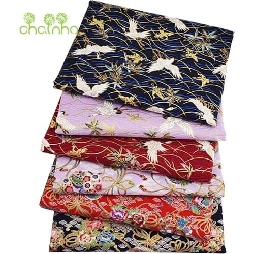 Plain Cotton Fabric,Patchwork Cloth,Antique Painting Crane Series For Handmade DIY Quilting & Sewing Crafts,Bags Material
