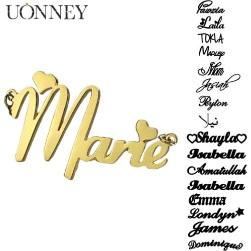 Uonney Dropshipping Customized Name Necklace Rose Gold Color Stainless Steel Necklace Pendant Gift Jewelry Initial Letter Women