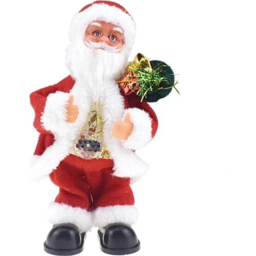 Christmas Dolls Electric Santa Claus Toys Gift Bag Dancing Doll with Light Christmas Gift for Kid Red Xmas Tree Ornament