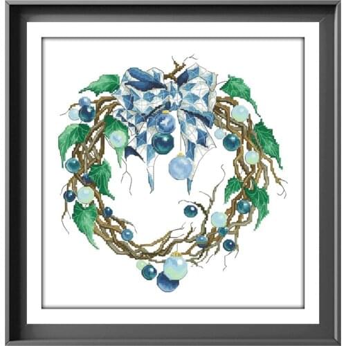 Dreampattern Christmas Wreath cross stitch kit X-mas pattern design 18ct 14ct 11ct unprint canvas embroidery DIY needlework