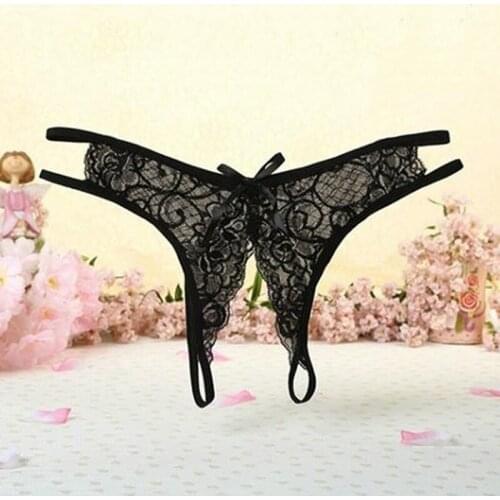 Pink Open Crotch Women Sexy Lace Panties Women Low Waist Underwear G-Strings Thongs Tangas Ladys Exotic Lingeries Intimates