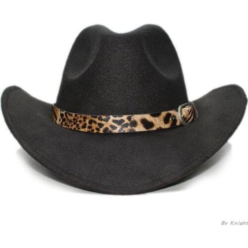 A171 Adult Wool Fedoras Hats Leather Belt Autumn and Winter Men Wool Retro Hat West Cowboy Large Brimmed Bowler Hat Kids Use