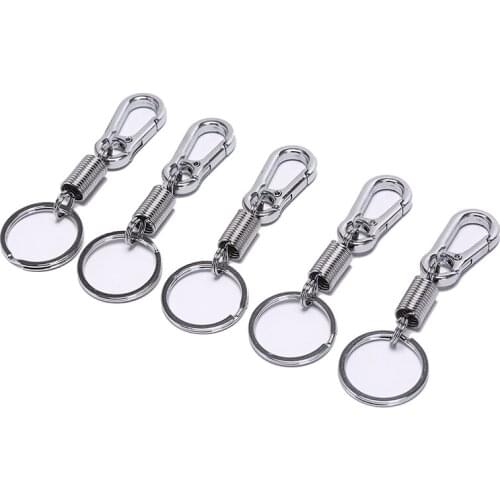 5pcs/lot Outdoor Camping Hiking Stainless Steel Retractable Buckle Hanging Carabiner Keychain Waist Belt Clip Anti-lost Keyring
