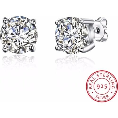 S925 Sterling Silver Stud Earrings 8M Zircon Stud Earrings Simple Womens Sterling Silver Jewelry Upscale Wedding Jewelry
