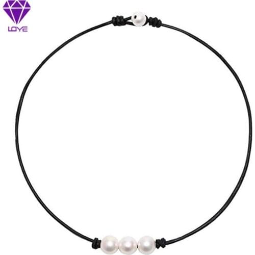 Natural Freshwater Pearl Lady Three Bead Necklace Short Necklace Handmade Beaded Jewelry