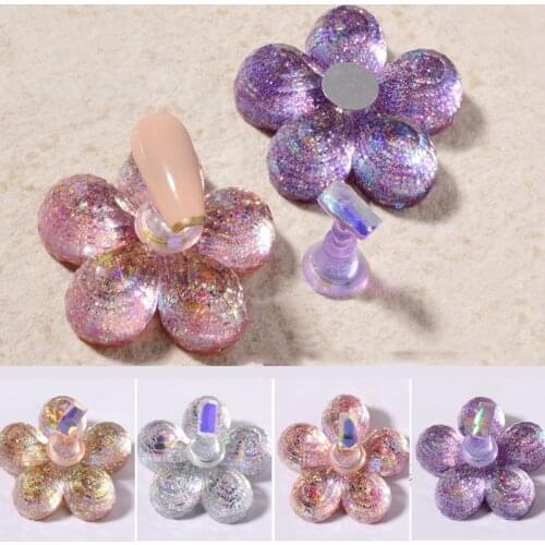 1 Set Of Magnetic Nail Holder Practice Rack False Nail Holder Fixing Tool Glitter Sequin Flower Design Acrylic Manicure Tool