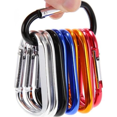 10Pcs/lot Aluminum D Shape Buckle Carabiner Survial Key Chain Carabine Hook Clip Camping Equipment EDC Buckles Tools