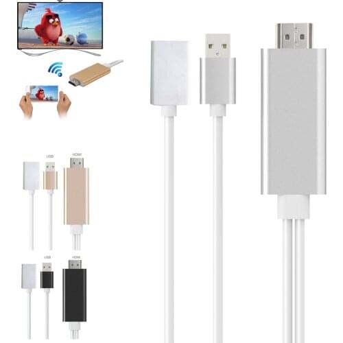12V Plug and Play 8pin USB to HDMI Adapter HDTV Audio AV Cable for iPa / Phone 5/5S/6/6S/7/7S Plus / iPo