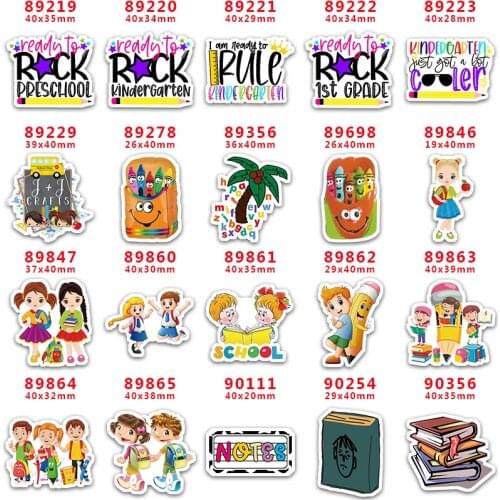 30pcs/Lot Back To School Printed Planar Resin for Hair Bows PR89219