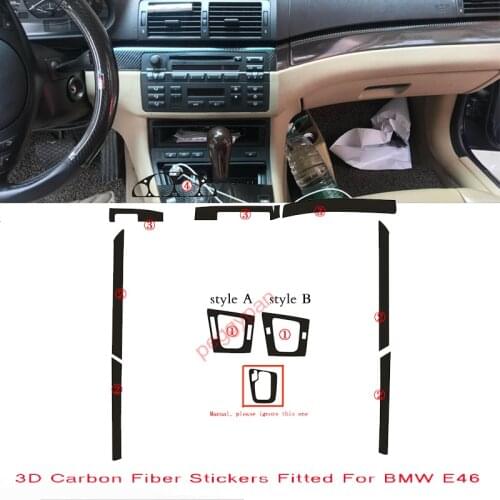 3D Carbon Fiber Design Car Interior Center Console Color Change Molding Sticker Decals For BMW 3 Series E46 1998-2005