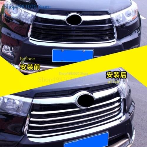 New ABS Chrome Bumper Grille Air Vent Chrome Trim For Toyota Highlander 2014 2015 2016 2017 car slyling accessories 4PCS