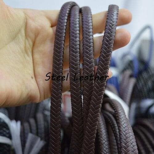 5m/lot Approx 8*5mm brown Flat Square wide Leather Rope Braided Natural Uninterrupted Cord For DIY Men Bracelet Jewelry