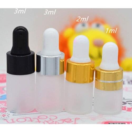 50pcs/lot 1ml 2ml 3ml Perfume Essential Oil Bottles Frosted Glass Dropper Bottle Vials With Pipette For Cosmetic